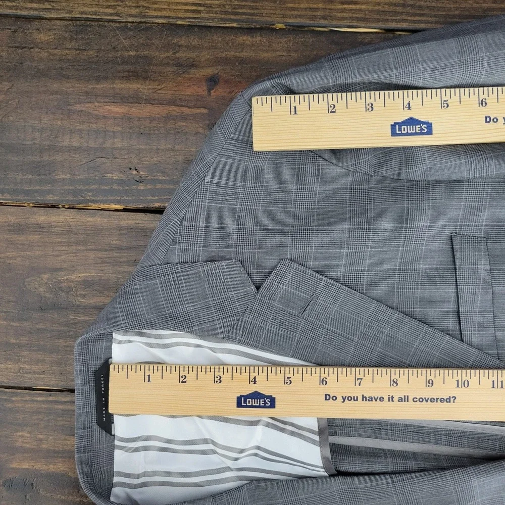 Hugo‎ Boss Men's Sport Coat Blazer Two Button Gray Glen Plaid Wool Size 42L